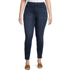 Terra & Sky Women Plus Size Skinny Jeans, Size 24WP (Petite), High Rise,Blue